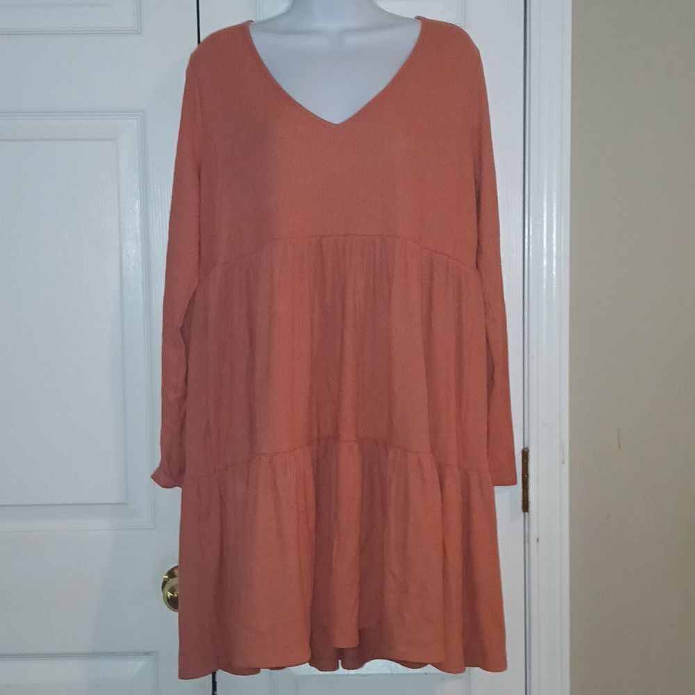 Wild Fable rustic orange ribbed tunic casual dress Autumn Fall Sz XXL  EUC
